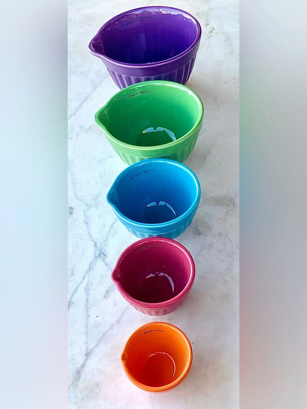 COOKS TOOLS NESTING Colorful Ceramic Measuring Cup 5PC Multicolor NEW